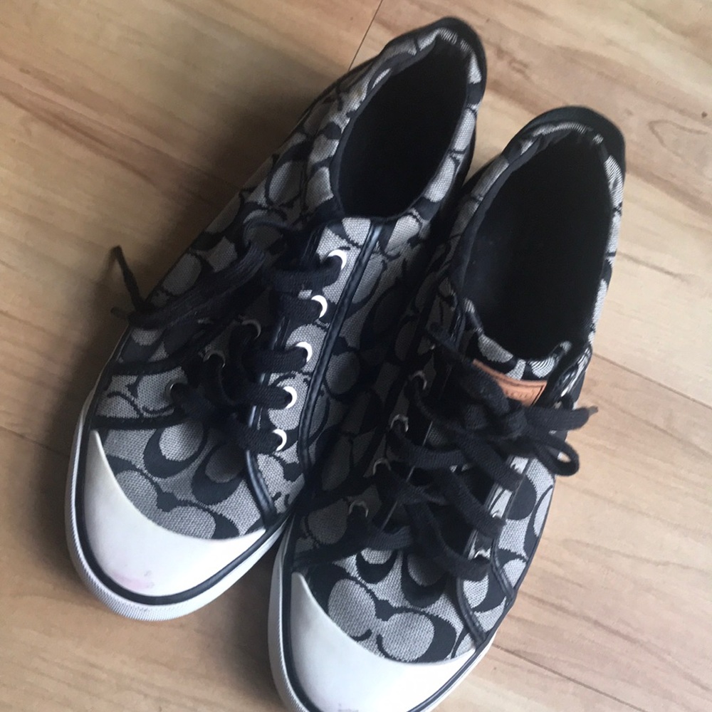 COACH Signature Barrett Canvas/Leather Sneakers Q322👟